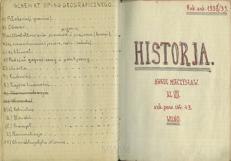 KKE 5794-227.jpg - Dok. Zeszyty szkolne Mieczysława Awgula, Wilno, 1937/1939 r.